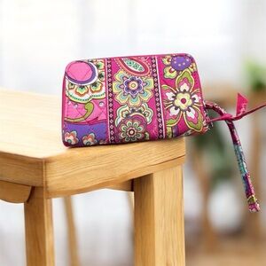 Vera Bradley Quilted Zip-Around Wristlet Wallet | Floral Pink